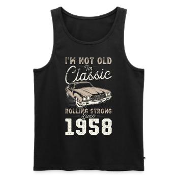 Né en 1958 Anniversaire Voiture classique - Débardeur bio Premium Homme - noir - Devant - Michal (187cm)