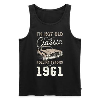 Né en 1961 Anniversaire Voiture classique - Débardeur bio Premium Homme - noir - Devant - Michal (187cm)
