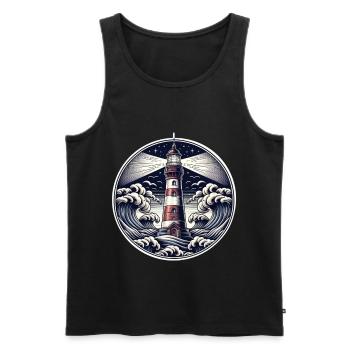 Lighthouse - Men's Premium Organic Tank Top - black - Front - AI Model Male 178 light (178cm)