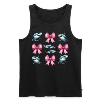 Coquette Bow Shark Ocean Animal Pink Bow - Men's Premium Organic Tank Top - black - Front - AI Model Male 178 light (178cm)