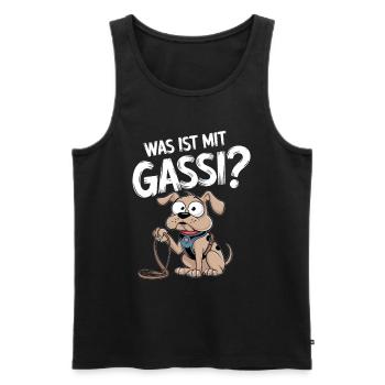 Was Ist Mit Gassi? Lustiger Hund Fragt Nach - Männer Premium Bio Tank Top - Schwarz - Vorne - AI Model Male 178 light (178cm)