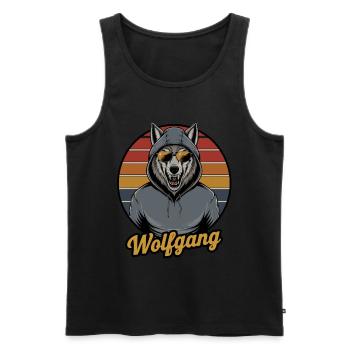 Wolfgang, Der Coole Wolf Im Hoodie Mit - Männer Premium Bio Tank Top - Schwarz - Vorne - AI Model Male 178 light (178cm)
