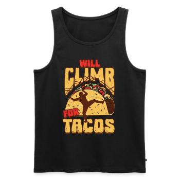 Un grimpeur industriel grimpera pour les tacos - Débardeur bio Premium Homme - noir - Devant - AI Model Male 178 light (178cm)