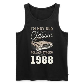 Né en 1988 Anniversaire Voiture classique - Débardeur bio Premium Homme - noir - Devant - Michal (187cm)