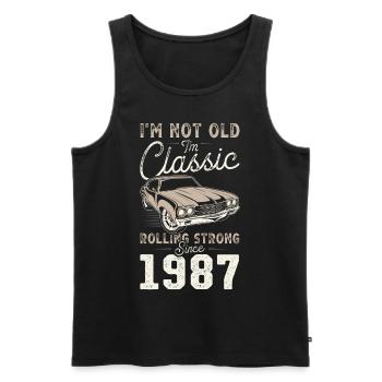 Né en 1987 Anniversaire Voiture classique - Débardeur bio Premium Homme - noir - Devant - Michal (187cm)