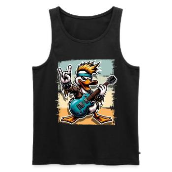 Ente Rock and Roll Gitarrist E Gitarre - Männer Premium Bio Tank Top - Schwarz - Vorne - Michal (187cm)