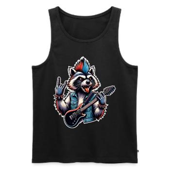 Raccoon Rock and Roll Guitariste Guitare électrique - Débardeur bio Premium Homme - noir - Devant - Michal (187cm)