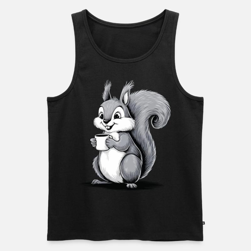 Eichhörnchen Eichhörnchen Kaffee trinken Koffein - Männer Premium Bio Tank Top - Schwarz