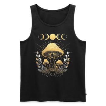Champignon Champignons Fleur Floral Pleine Lune Demi-Lune - Débardeur bio Premium Homme - noir - Devant - Michal (187cm)