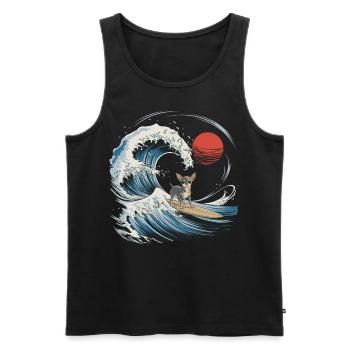Chihuahua Dog Animal Japanese Surfing Beach Wave - Men's Premium Organic Tank Top - black - Front - AI Model Male 178 light (178cm)