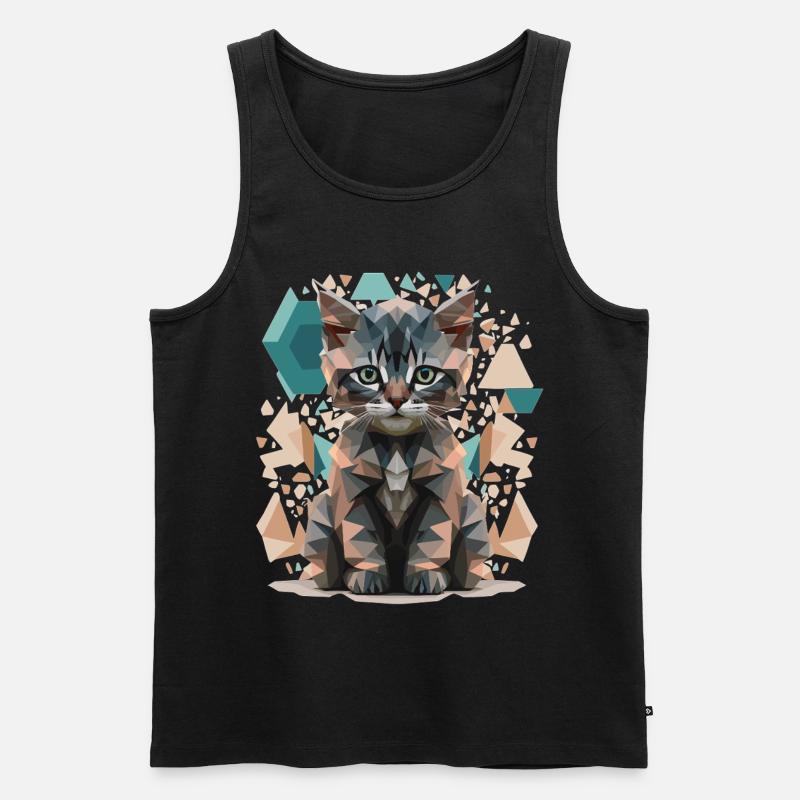 Low-Poly Katzen Kunst - Männer Premium Bio Tank Top - Schwarz