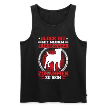 Avec mon terrier de chasse, son chien de chasse allemand - Débardeur bio Premium Homme - noir - Devant - AI Model Male 178 light (178cm)