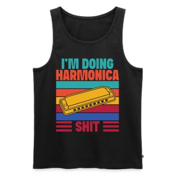 Funny Harmonica Player Doing Shit Harmonica - Männer Premium Bio Tank Top - Schwarz - Vorne - AI Model Male 178 light (178cm)