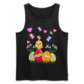 Pâques Pâques Printemps Poussin Oeufs de Pâques - Débardeur bio Premium Homme - noir - Devant - Michal (187cm)