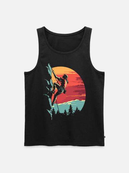 Escalade dans les Alpes : rocher au coucher du soleil - Débardeur bio Premium Homme - noir