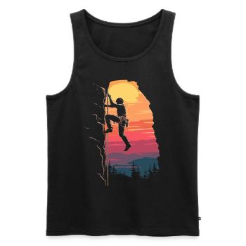 Klettern am Limit: Bouldern im Sonnenaufgang - Männer Premium Bio Tank Top - Schwarz - Vorne - AI Model Male 178 light (178cm)