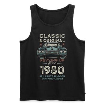Né en 1980 Anniversaire Voiture classique - Débardeur bio Premium Homme - noir - Devant - Michal (187cm)