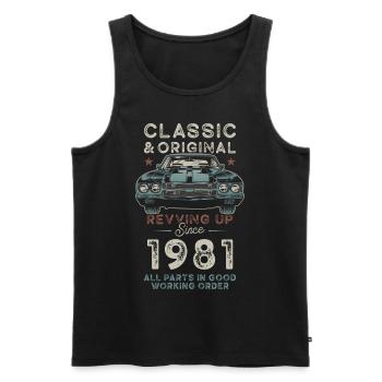 Né en 1981 Anniversaire Voiture classique - Débardeur bio Premium Homme - noir - Devant - Michal (187cm)