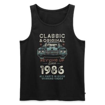 Né en 1986 Anniversaire Voiture classique - Débardeur bio Premium Homme - noir - Devant - Michal (187cm)