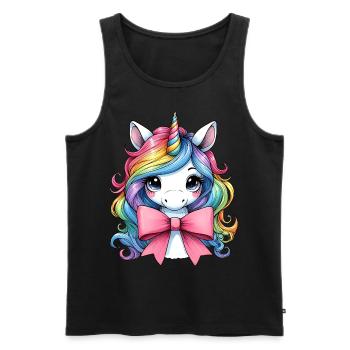 Coquette Bow Unicorn Mothers Day Pink Bow - Men's Premium Organic Tank Top - black - Front - AI Model Male 178 light (178cm)
