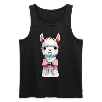 Coquette Bow Llama Alpaca Pink Ribbon Mom - Men's Premium Organic Tank Top - black - Front - Michal (187cm)