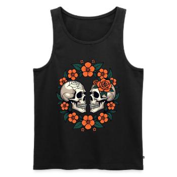 Skulls & Flowers Dark Aesthetic Floral - Men's Premium Organic Tank Top - black - Front - AI Model Male 178 light (178cm)