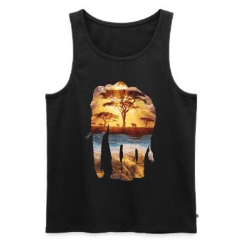Majestic Savannah Elephant Silhouette with - Men's Premium Organic Tank Top - black - Front - Michal (187cm)