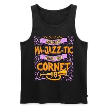 Kornett Feeling Ma-jazz-tic With my Cornet - Männer Premium Bio Tank Top - Schwarz - Vorne - Michal (187cm)