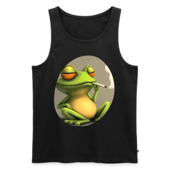 Trippy Frosch meditiert: Kiffer im Quak‑Modus - Männer Premium Bio Tank Top - Schwarz - Vorne - Michal (187cm)