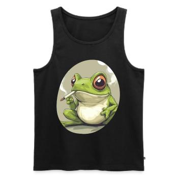 Froschkönig kifft heftig: Cannabis und Quak - Männer Premium Bio Tank Top - Schwarz - Vorne - Michal (187cm)
