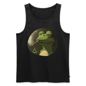 Une grenouille stoner psychédélique fume de l’herbe pure - Débardeur bio Premium Homme - noir - Devant - Michal (187cm)