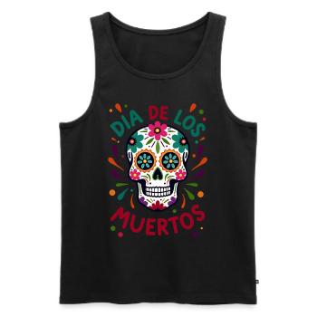Totenkopf Mexico Día de los Muertos Skull - Men's Premium Organic Tank Top - black - Front - Michal (187cm)