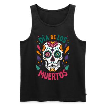 Totenkopf Mexico Día de los Muertos Skull - Men's Premium Organic Tank Top - black - Front - Michal (187cm)