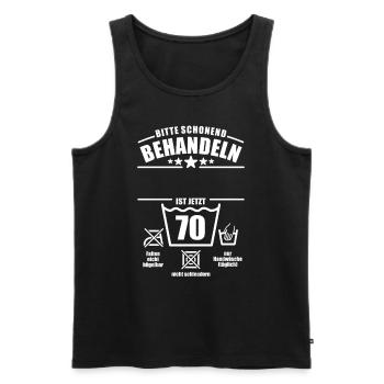 Schonend behandeln, 70. Geburtstag, Wunschname - Männer Premium Bio Tank Top - Schwarz - Vorne - AI Model Male 178 light (178cm)