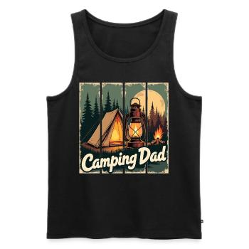 Camping Dad – Lagerfeuer & Natur - Männer Premium Bio Tank Top - Schwarz - Vorne - AI Model Male 178 light (178cm)