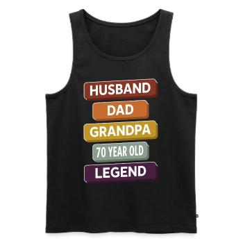 70th birthday man 70 years old 70s 70s grandpa - Men's Premium Organic Tank Top - black - Front - AI Model Male 178 light (178cm)