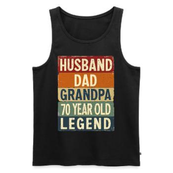 70th birthday man 70 years old 70s 70s grandpa - Men's Premium Organic Tank Top - black - Front - AI Model Male 178 light (178cm)