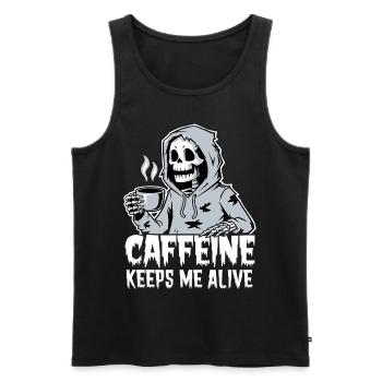 La caféine me maintient en vie, Grim Reaper, amateur de café - Débardeur bio Premium Homme - noir - Devant - Michal (187cm)