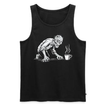 Zombie Undead Coffee Lover Horror Death Decaf - Men's Premium Organic Tank Top - black - Front - AI Model Male 178 light (178cm)