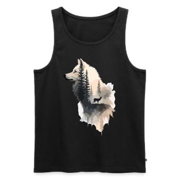 L’ du loup dans la forêt – proximité avec la nature - Débardeur bio Premium Homme - noir - Devant - Michal (187cm)