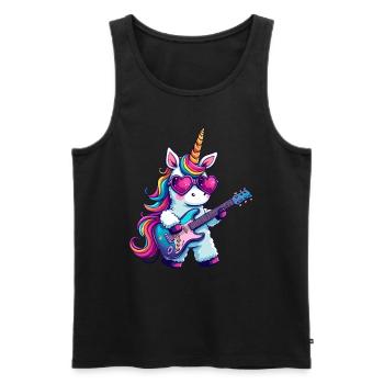 Unique unicorn with guitar and - Men's Premium Organic Tank Top - black - Front - Michal (187cm)