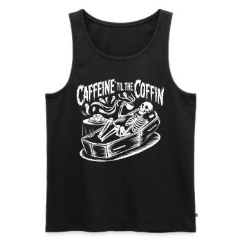 Caféine Jusqu’au cercueil Décaféiné Amateur de café Gothique - Débardeur bio Premium Homme - noir - Devant - AI Model Male 178 light (178cm)
