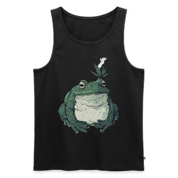 Dicker Frosch mit Cannabisblatt - Weed Frosch - Männer Premium Bio Tank Top - Schwarz - Vorne - Michal (187cm)