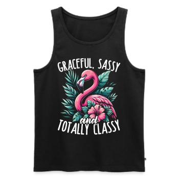 Flamant rose gracieux, impertinent et totalement classe - Débardeur bio Premium Homme - noir - Devant - Michal (187cm)