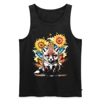 Fox Foxes Nature Flowers Child - Men's Premium Organic Tank Top - black - Front - AI Model Male 178 light (178cm)