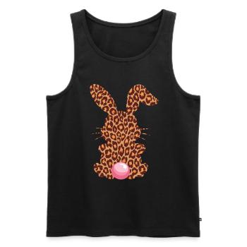 Leopard Print Bunny with Pink Bubble - Men's Premium Organic Tank Top - black - Front - AI Model Male 178 light (178cm)