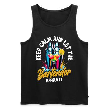 Barkeeper Keep Calm And Let The Bartender Handle - Men's Premium Organic Tank Top - black - Front - AI Model Male 178 light (178cm)