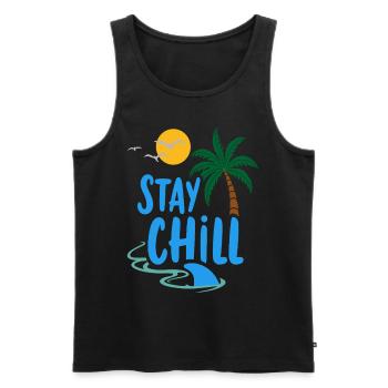 Stay Chill Tropische Entspannung Sommer Urlaub - Männer Premium Bio Tank Top - Schwarz - Vorne - AI Model Male 178 light (178cm)