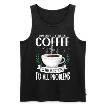 Le café : la solution à tous les problèmes Le café - Débardeur bio Premium Homme - noir - Devant - AI Model Male 178 light (178cm)