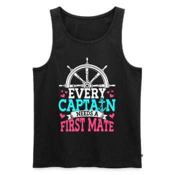 Chaque capitaine a besoin d’un bateau de premier secours - Débardeur bio Premium Homme - noir - Devant - AI Model Male 178 light (178cm)